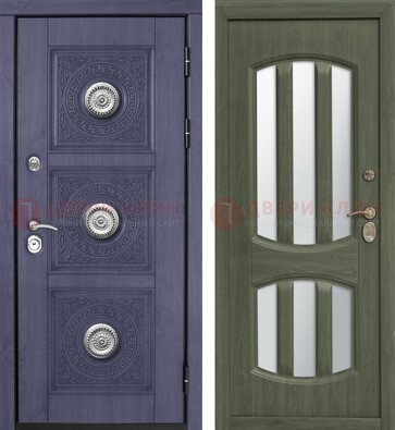 Стальная дверь с узором на МДФ и зеркальными вставками ДЗ-87 в Ликино-Дулево