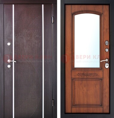 Входная дверь с МДФ и МДФ внутри с зеркалом ДЗ-88 в Ликино-Дулево