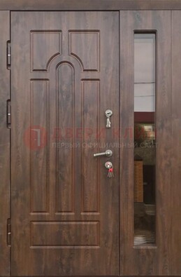 Полуторная стальная дверь с МДФ и стеклом ПЛ-18 в Ликино-Дулево