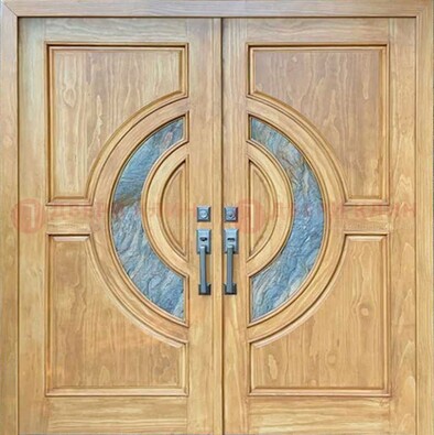 Двухстворчатая металлическая дверь с витражом ВЖ-11 в Ликино-Дулево