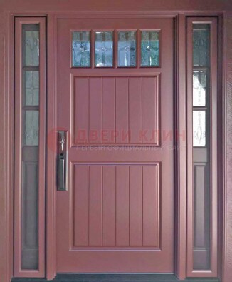 Входная дверь с массивом с фрамугами и витражом ВЖ-19 в Ликино-Дулево